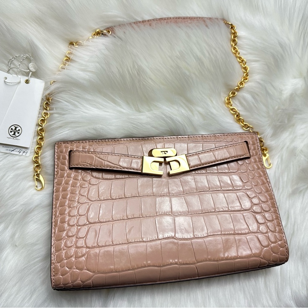 TORY BURCH ‘LEE RADZIWILL’ SHOULDER BAG Devon sand